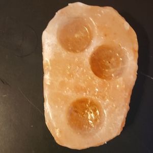 Natural Himalayan Pink Salt Tea Candle Holder with 3 Holes - 7.5" x 5" inches